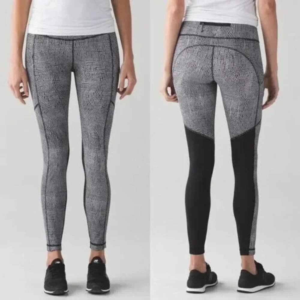 Lululemon Speed Tight V Fall Net Crop Leggings 2 Athletic Running Gym Workout